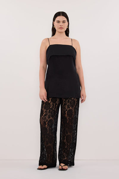 Jasmine wearing WILMA BLACK LACE PANT