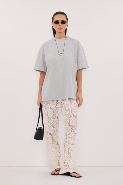 Stas wearing WILMA WHITE LACE PANT