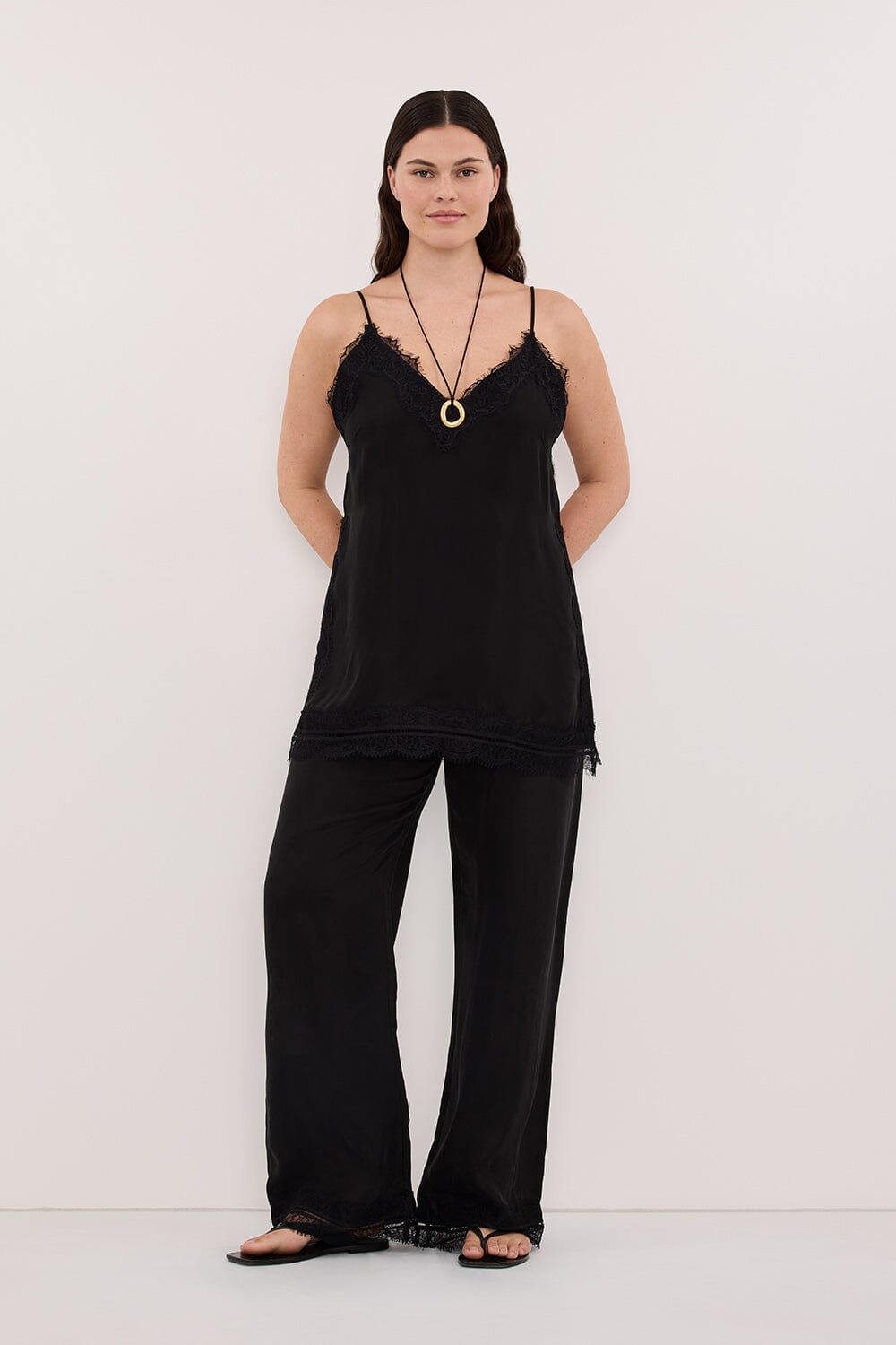 ANDREA BLACK CUPRO LACE PANT