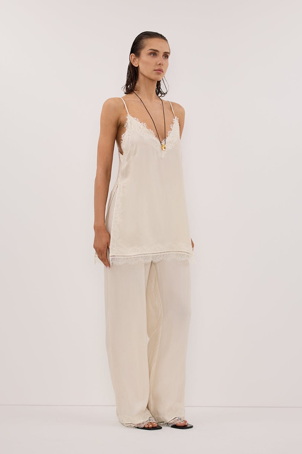 ANDREA SANDSTONE CUPRO LACE PANT