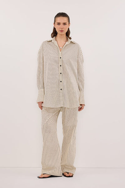 Stas wearing SABLE CREAM SILK BLEND PANT