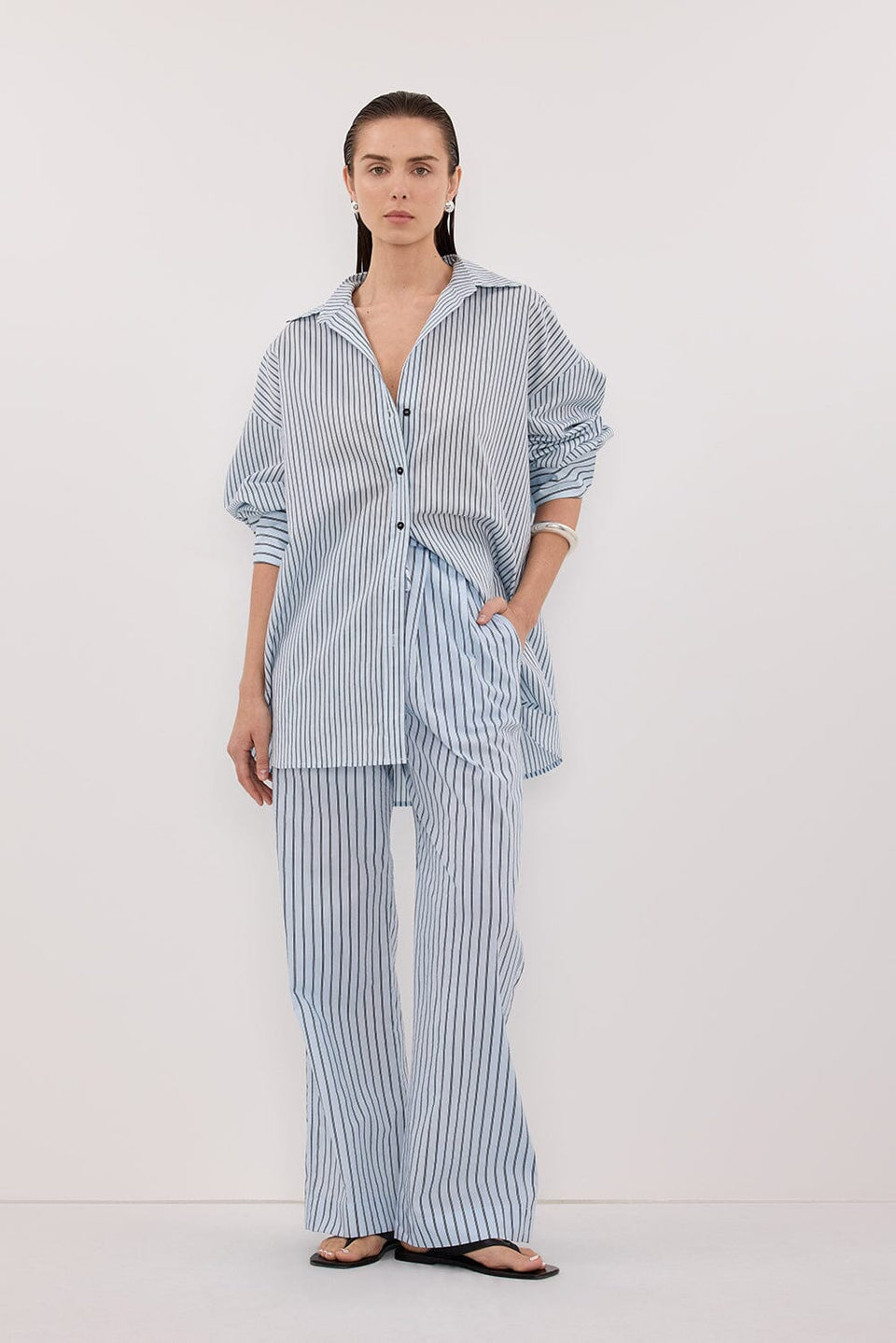 SABLE ICE BLUE SILK BLEND PANT Clothing DISSH Boutiques 