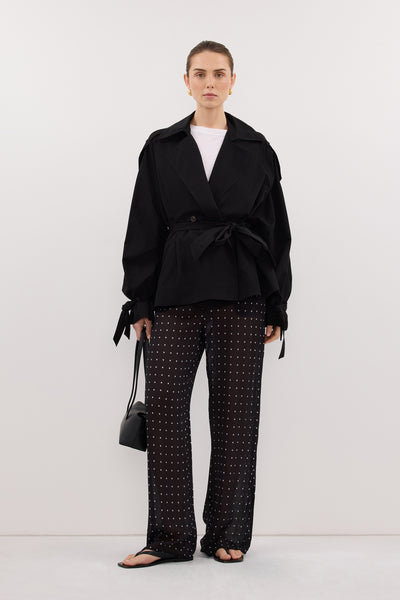 Stas wearing VANESSA BLACK SPOT PANT