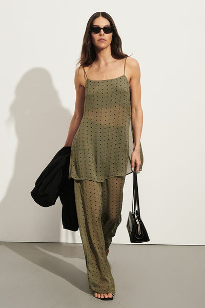 Helena  wearing VANESSA KHAKI SPOT PANT