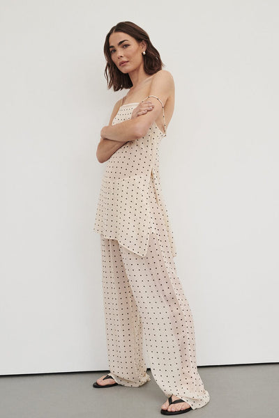 Bambi wearing VANESSA SANDSTONE SPOT PANT