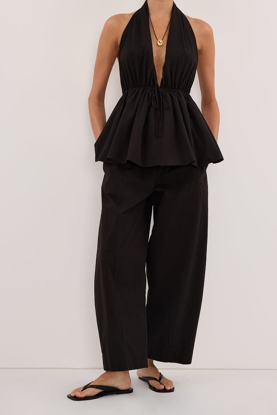 SCOUT BLACK COTTON BARREL LEG PANT Clothing DISSH Boutiques 