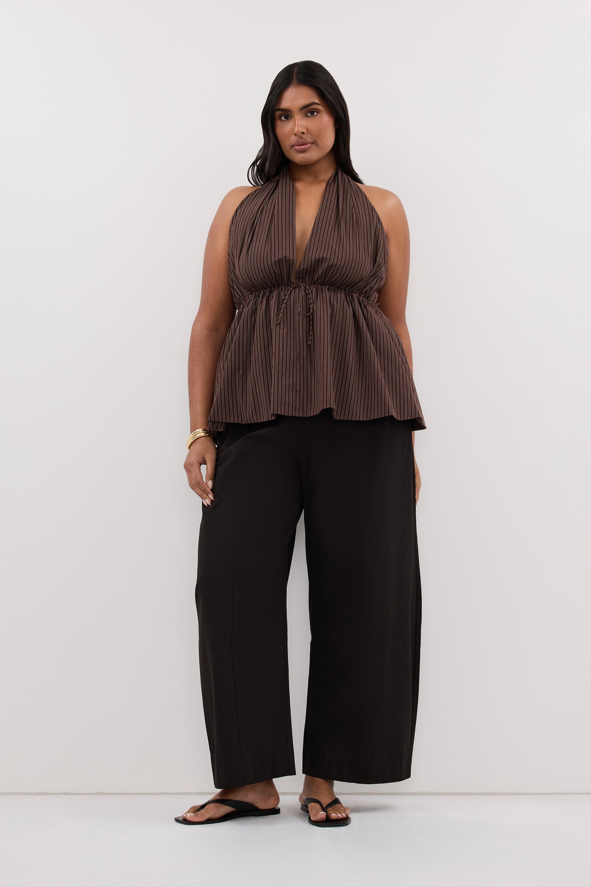 SCOUT BLACK COTTON BARREL LEG PANT