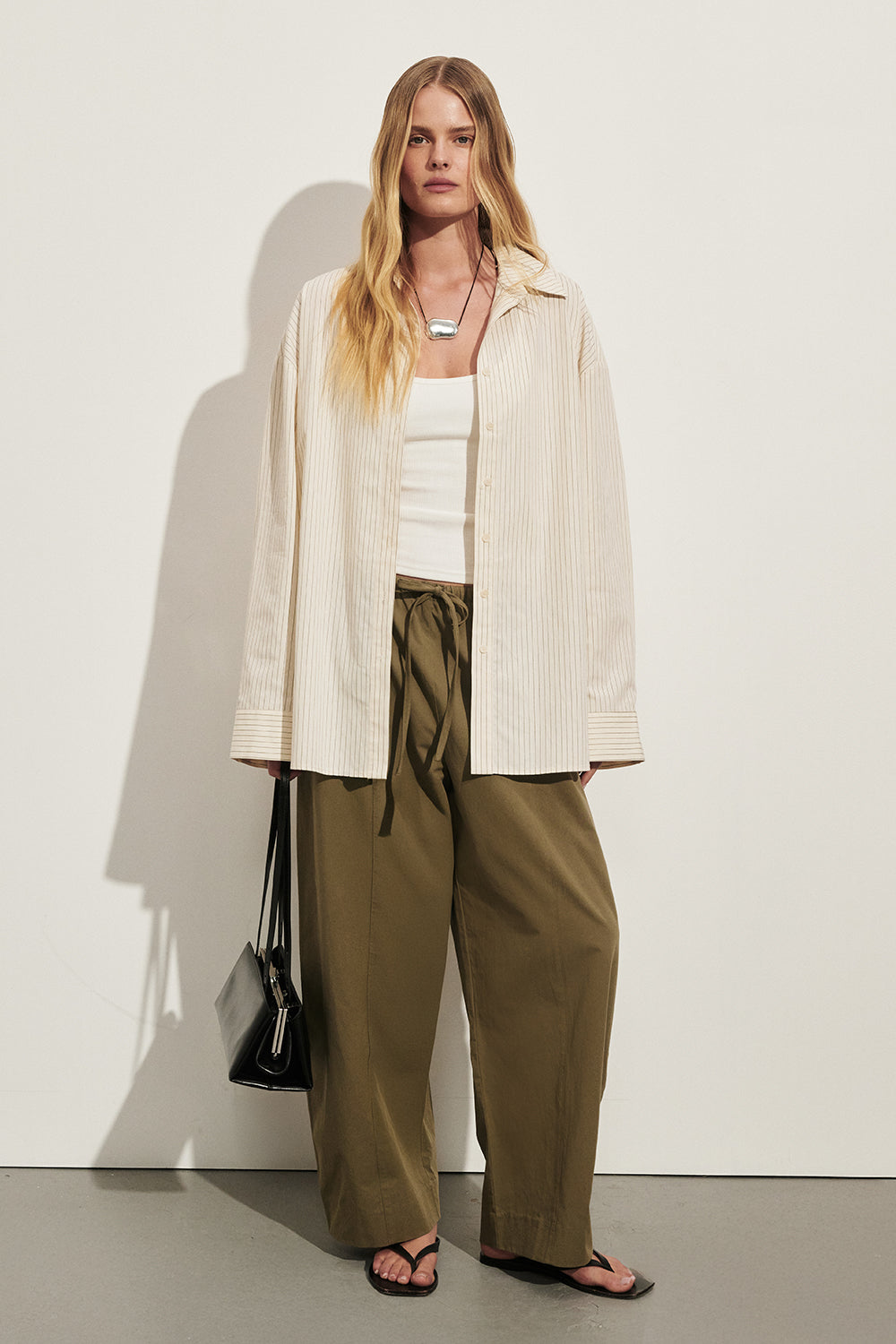 SCOUT KHAKI COTTON BARREL LEG PANT
