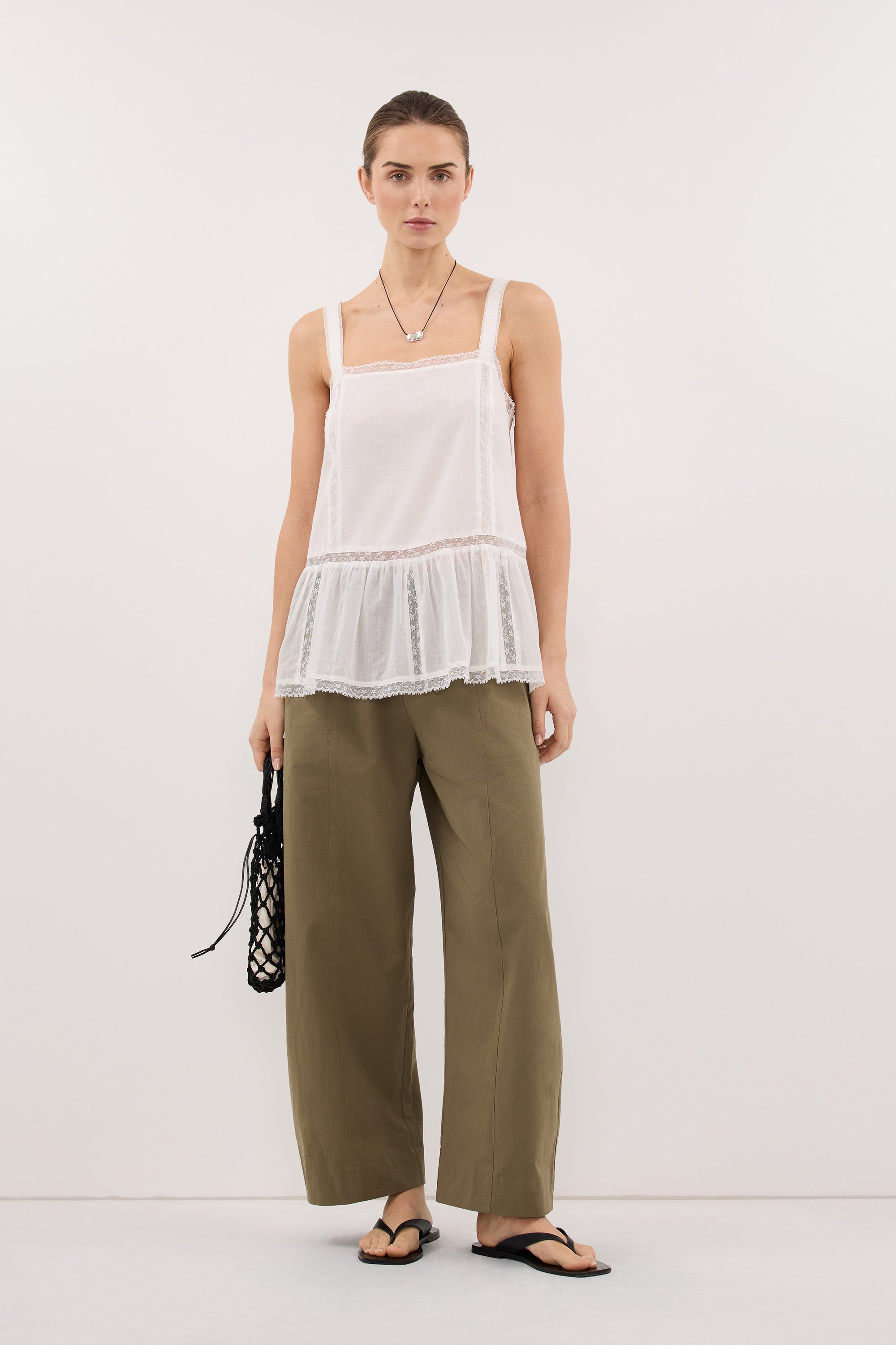 SCOUT KHAKI COTTON BARREL LEG PANT