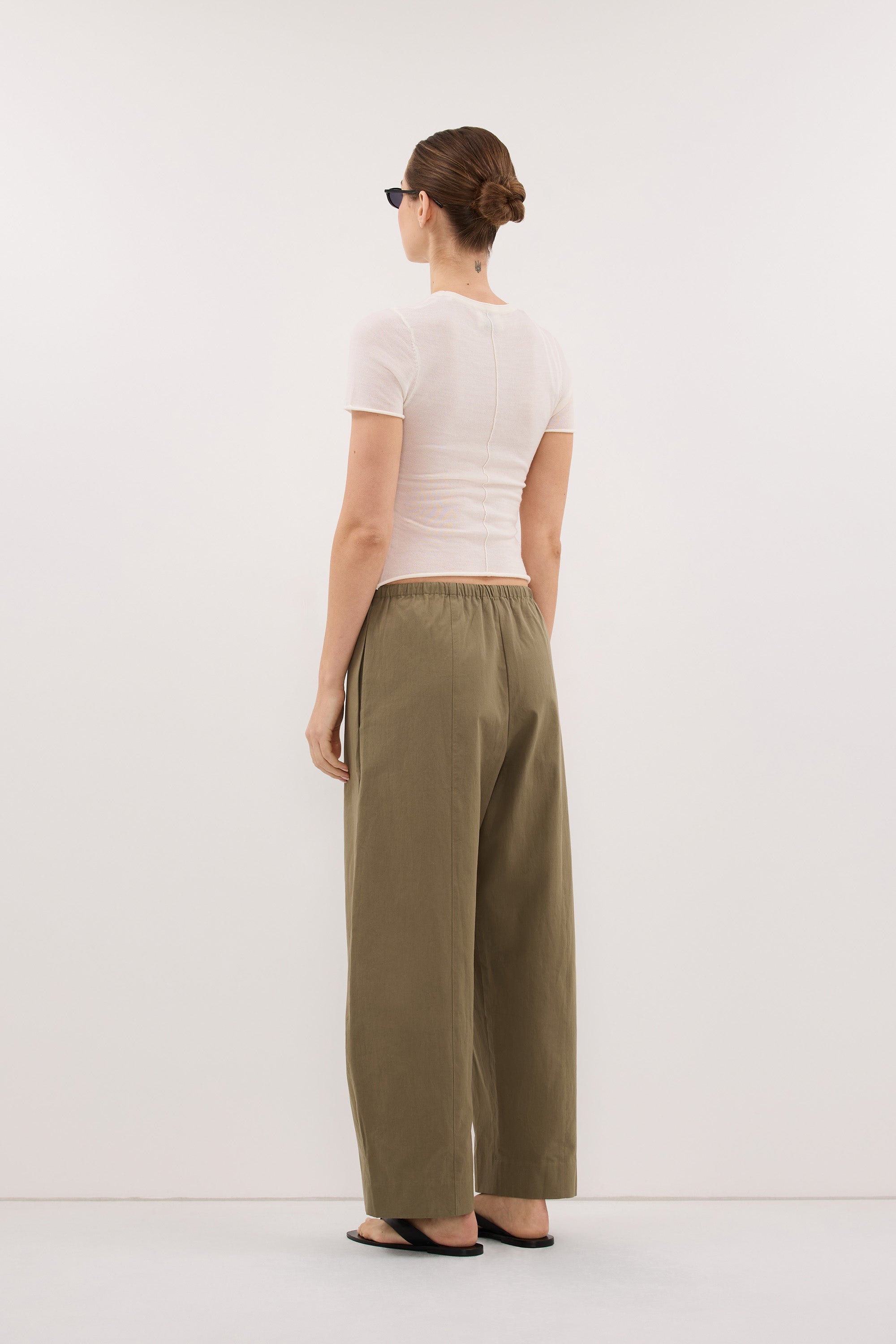 SCOUT KHAKI COTTON BARREL LEG PANT