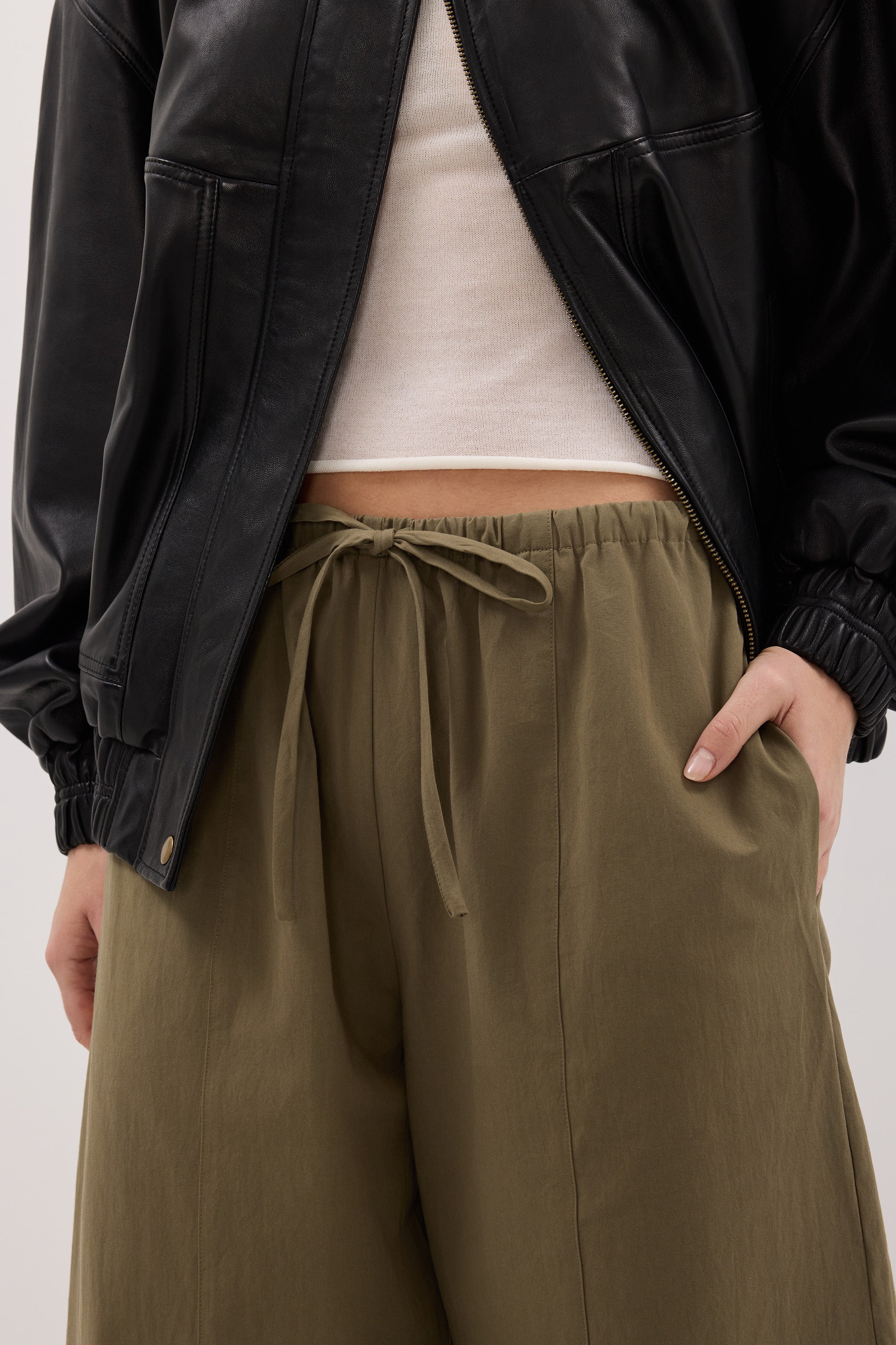 SCOUT KHAKI COTTON BARREL LEG PANT