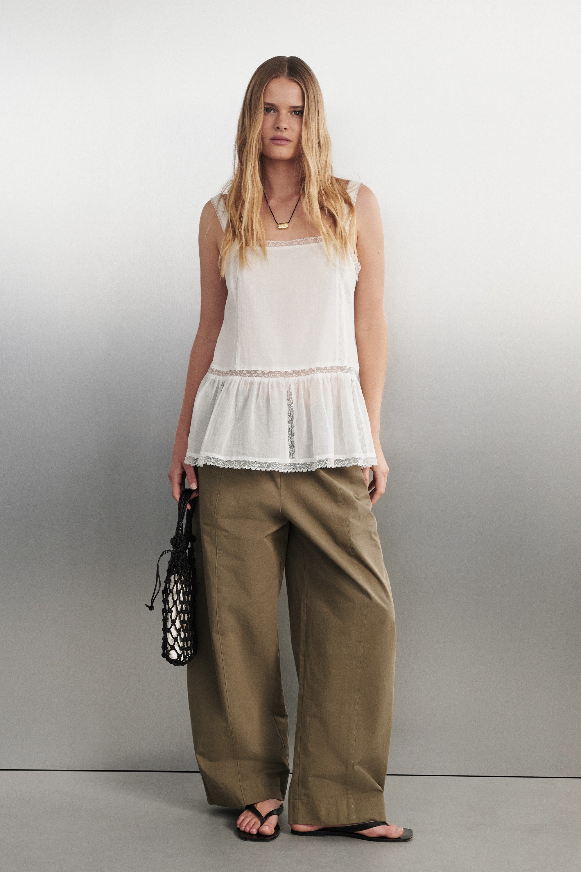 SCOUT KHAKI COTTON BARREL LEG PANT