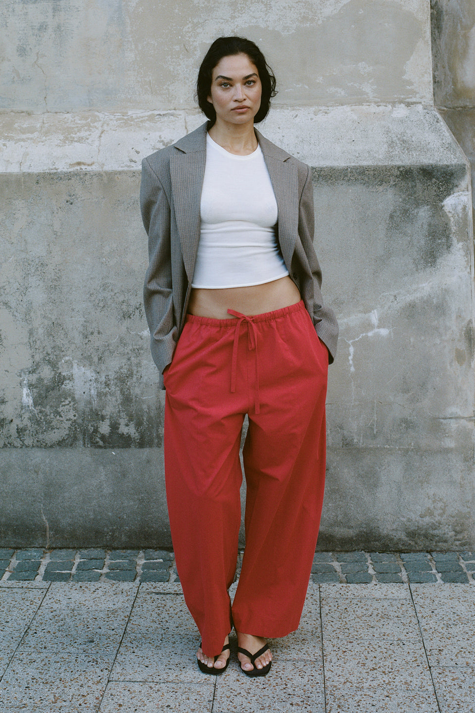 SCOUT RED COTTON BARREL LEG PANT