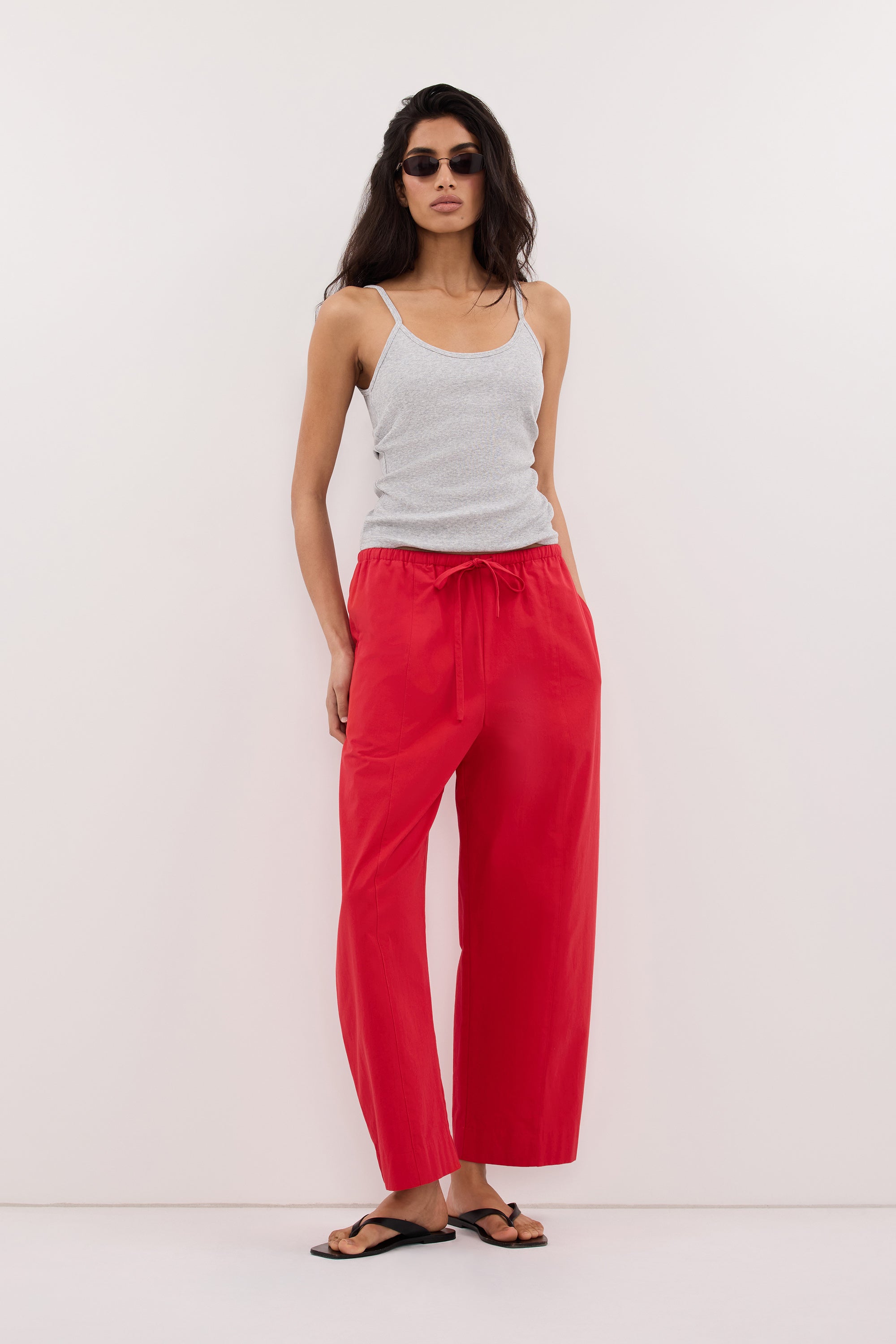 SCOUT RED COTTON BARREL LEG PANT