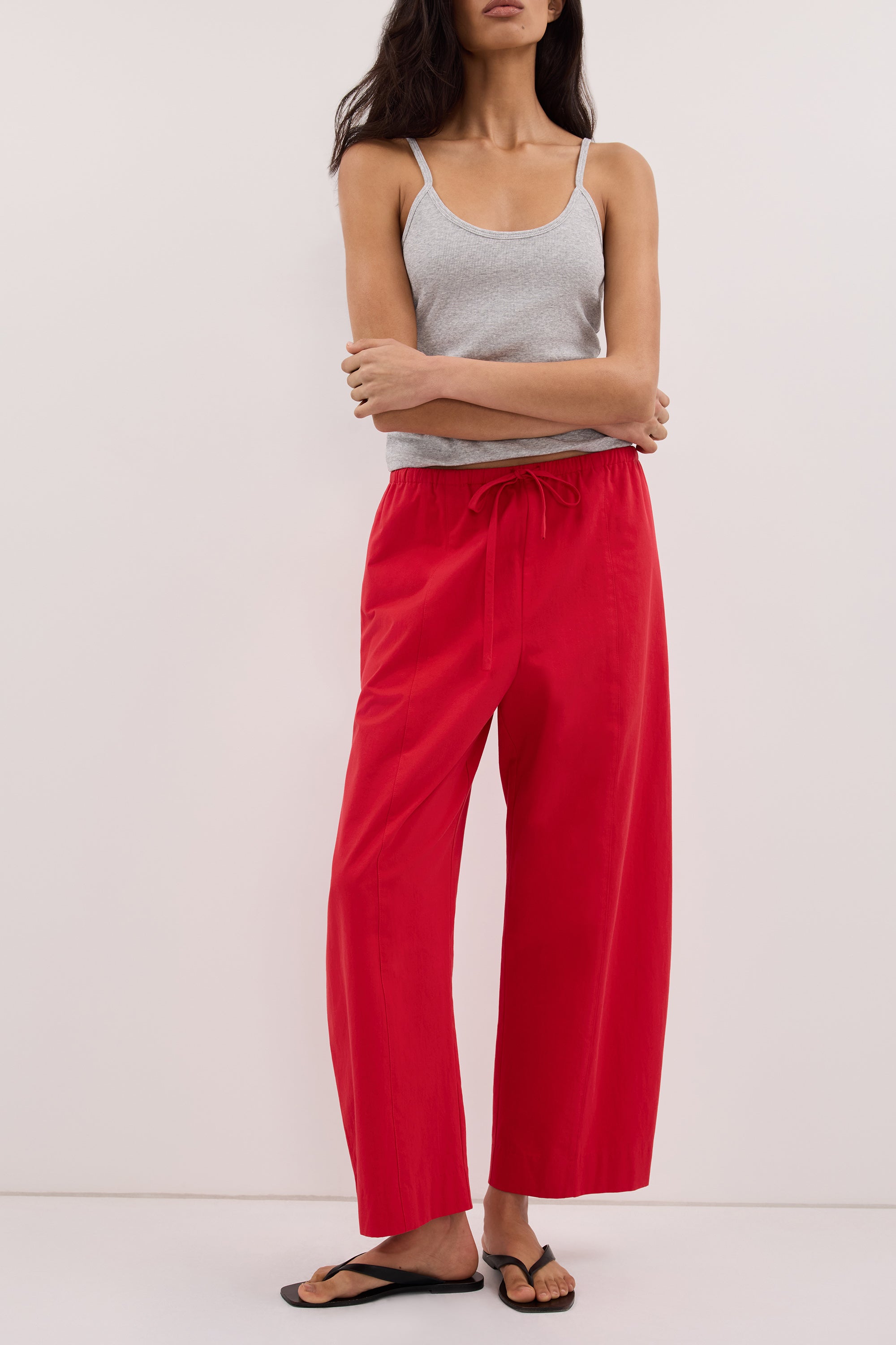 SCOUT RED COTTON BARREL LEG PANT