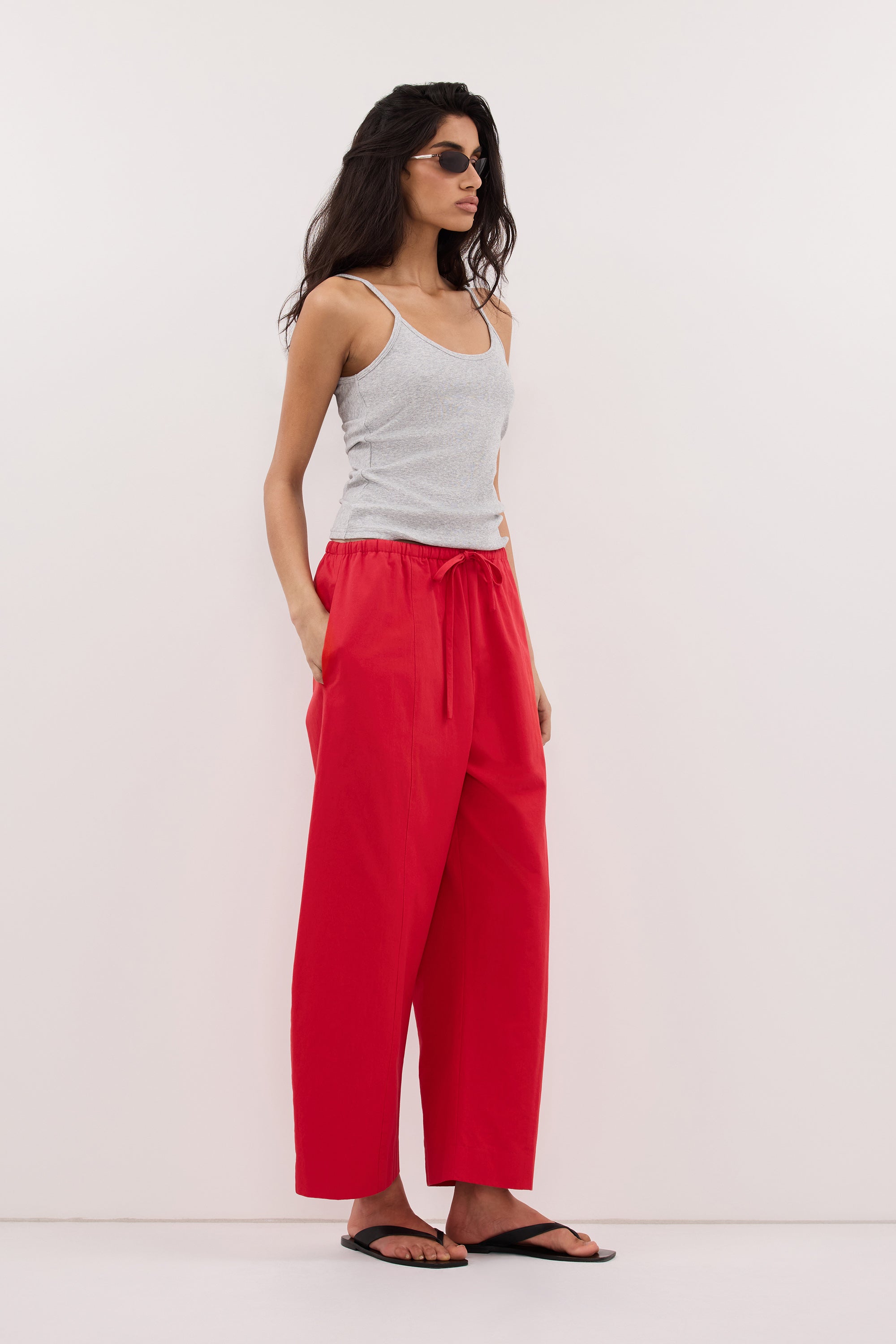 SCOUT RED COTTON BARREL LEG PANT