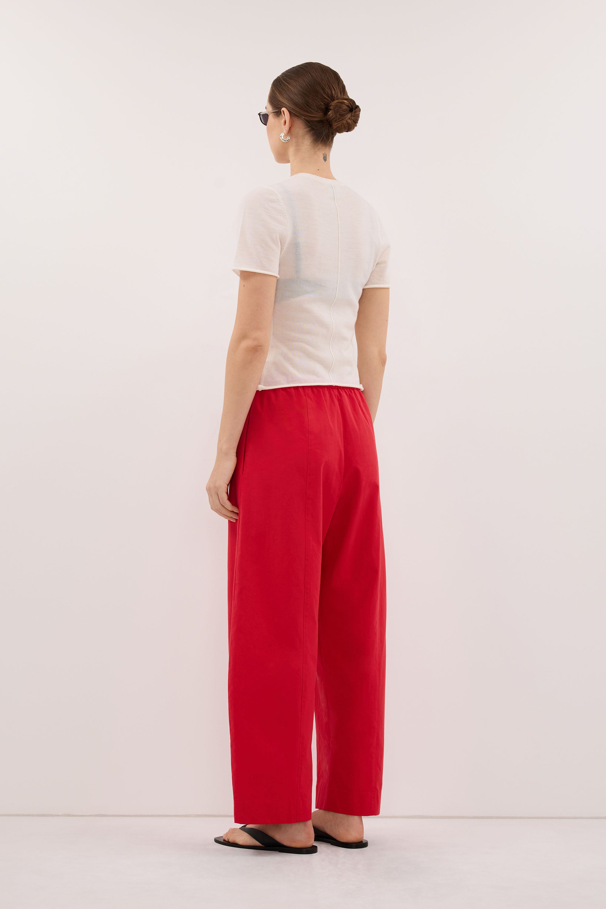 SCOUT RED COTTON BARREL LEG PANT