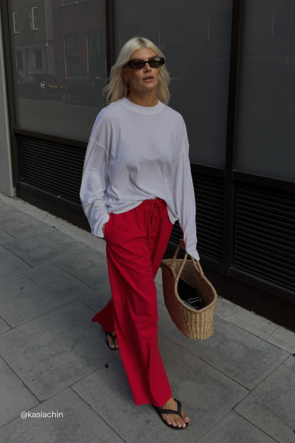 SCOUT RED COTTON BARREL LEG PANT