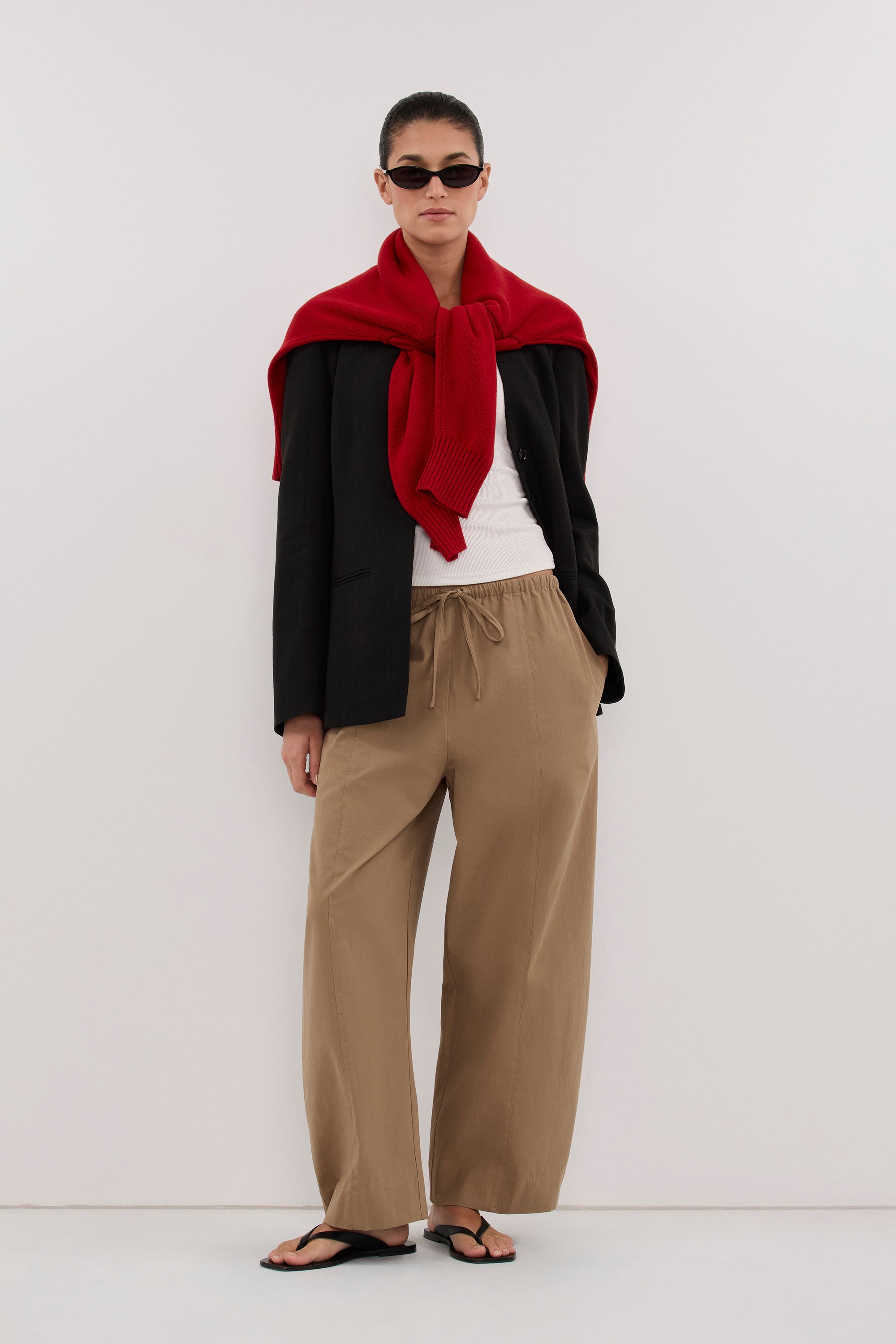 SCOUT WHEAT COTTON BARREL LEG PANT