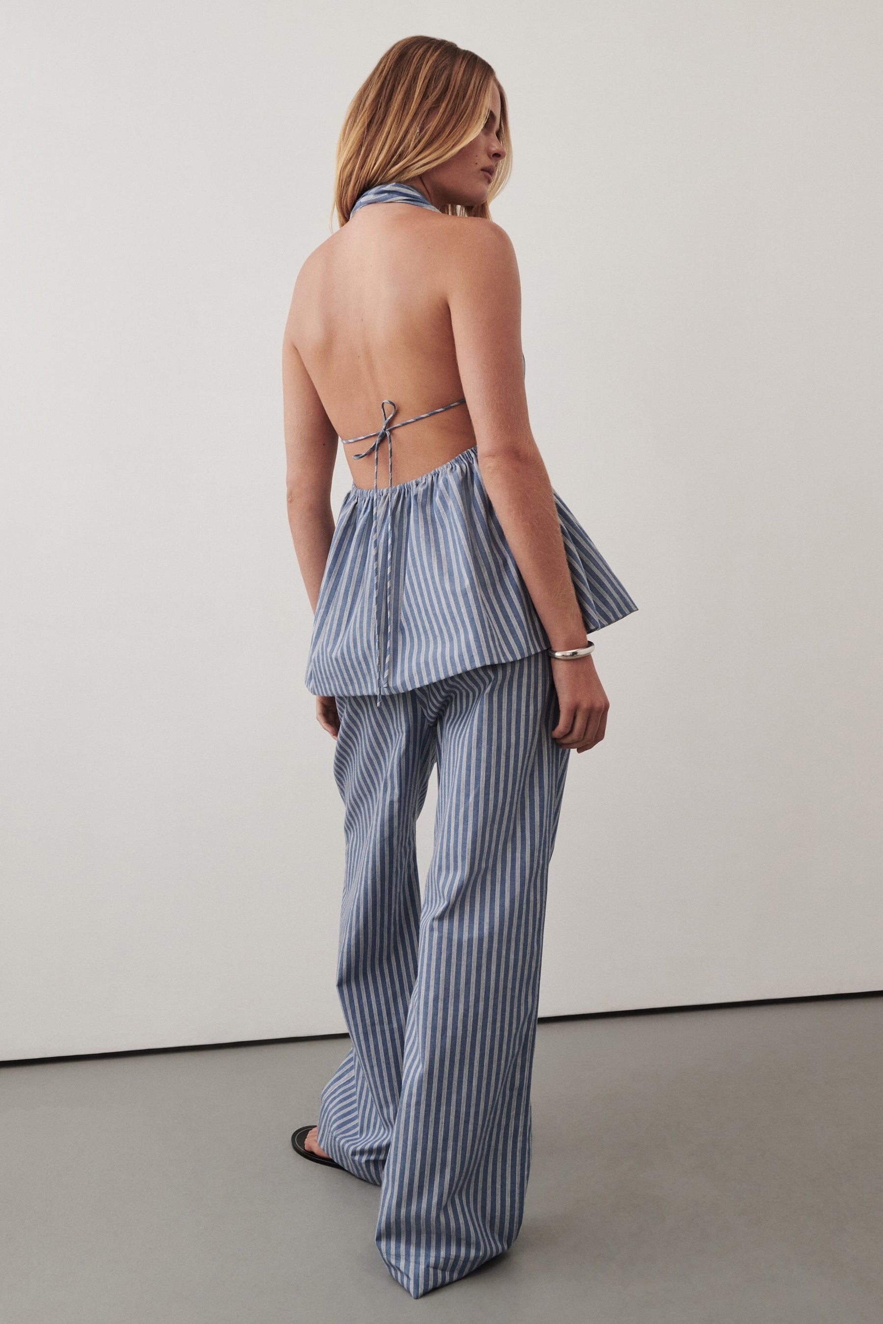GRACIE BLUE STRIPE DRAWSTRING PANT Clothing DISSH Boutiques 