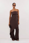 XENA PLUM CHOC CUPRO SIDE SPLIT PANT