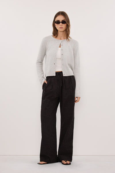 Stas wearing TOVA INK CHECK PANT