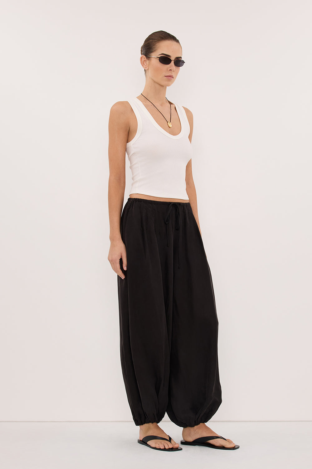 FRANCIS BLACK CUPRO BALLOON PANT