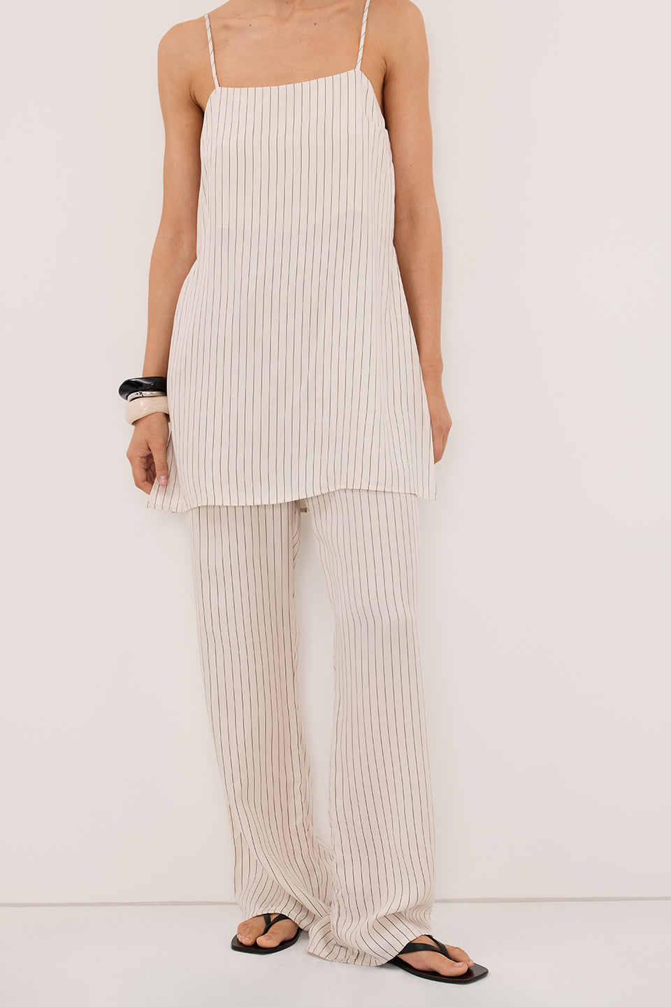 AMARA CREAM STRIPE CUPRO PANT