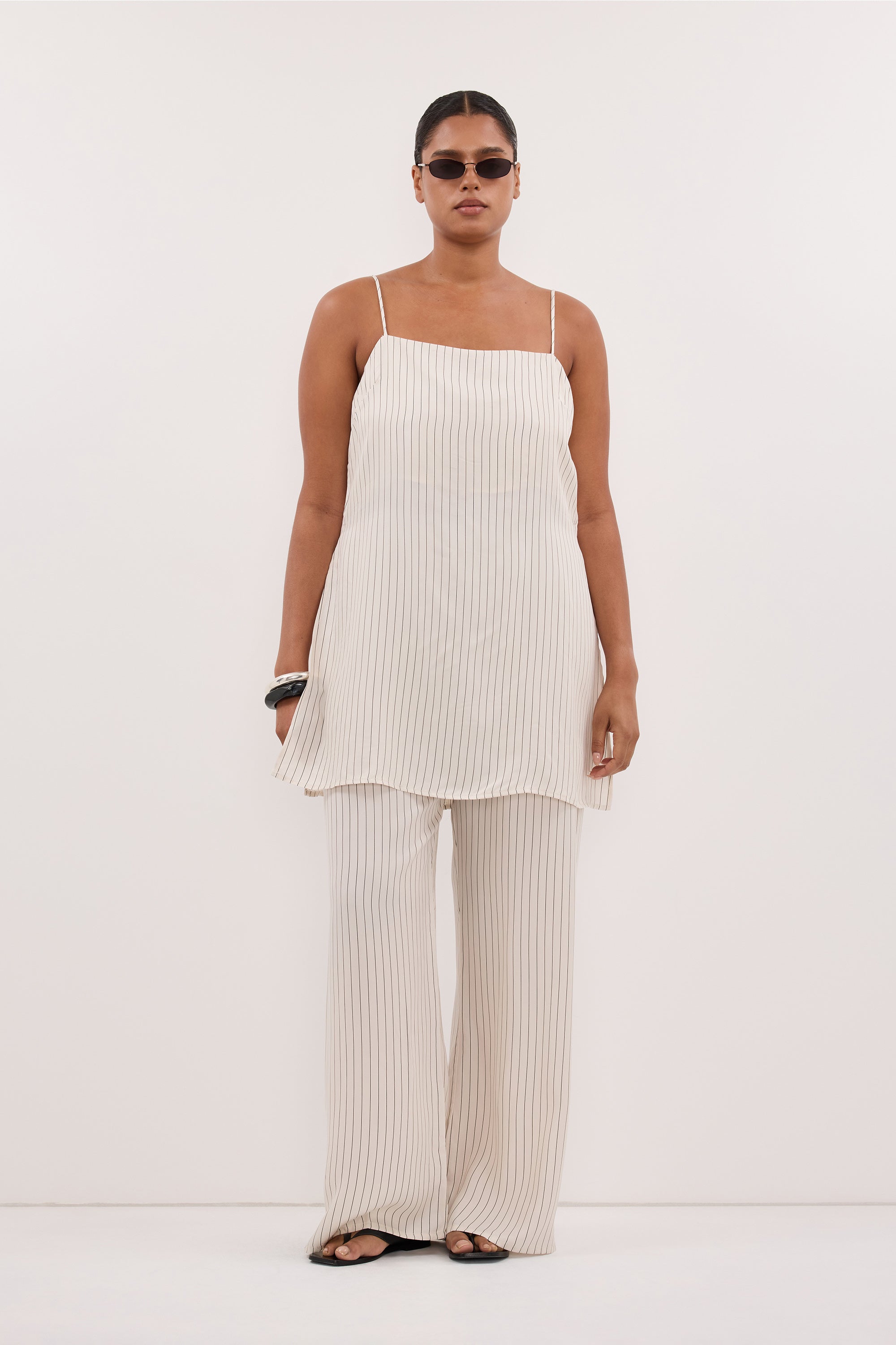 AMARA CREAM STRIPE CUPRO PANT