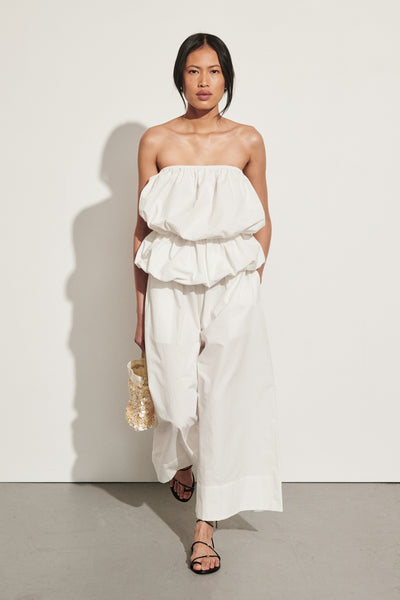 Ploy wearing OLIVRA WHITE COTTON CROPPED PANT
