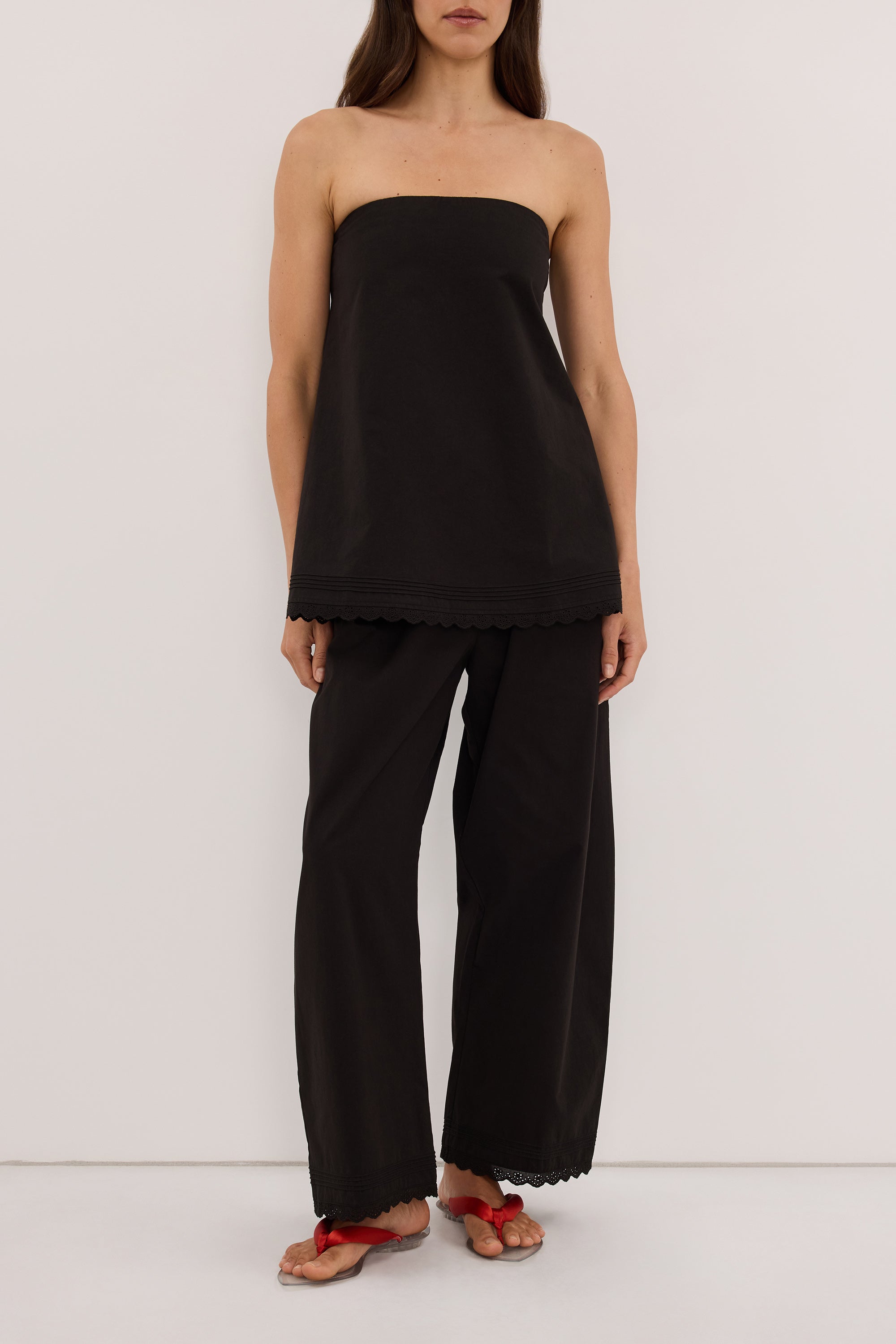 ARLETTE BLACK COTTON BARREL PANT