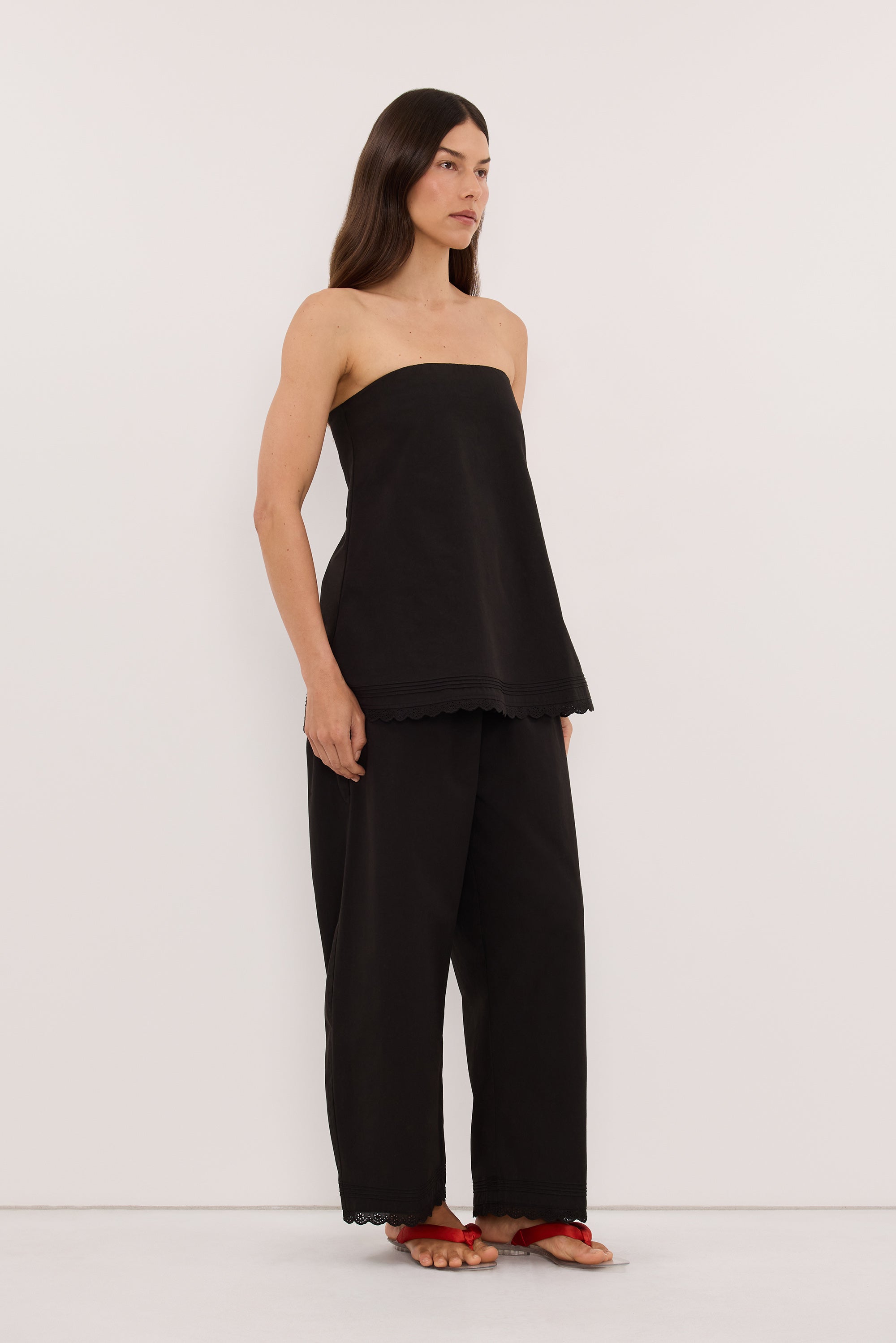 ARLETTE BLACK COTTON BARREL PANT