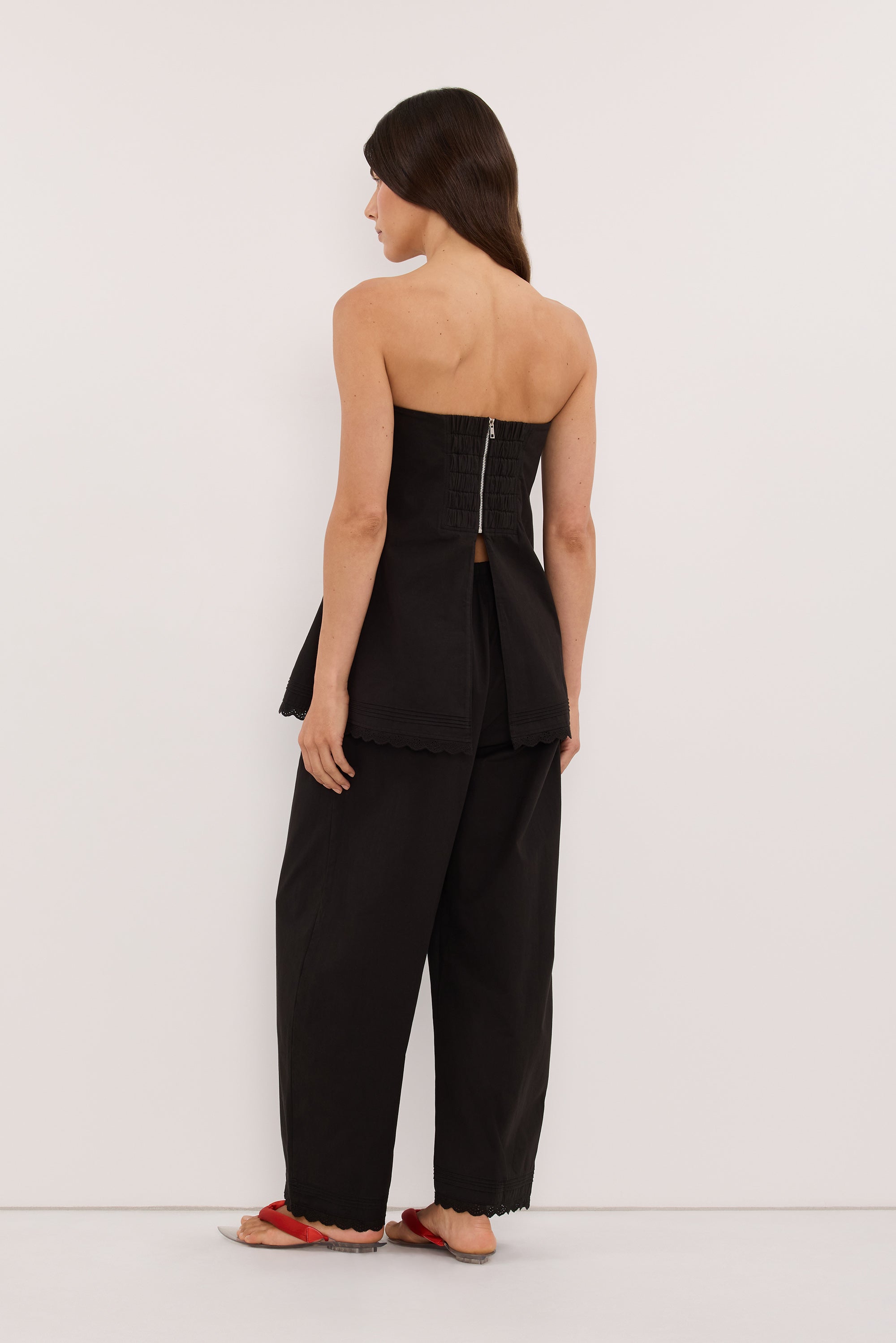 ARLETTE BLACK COTTON BARREL PANT