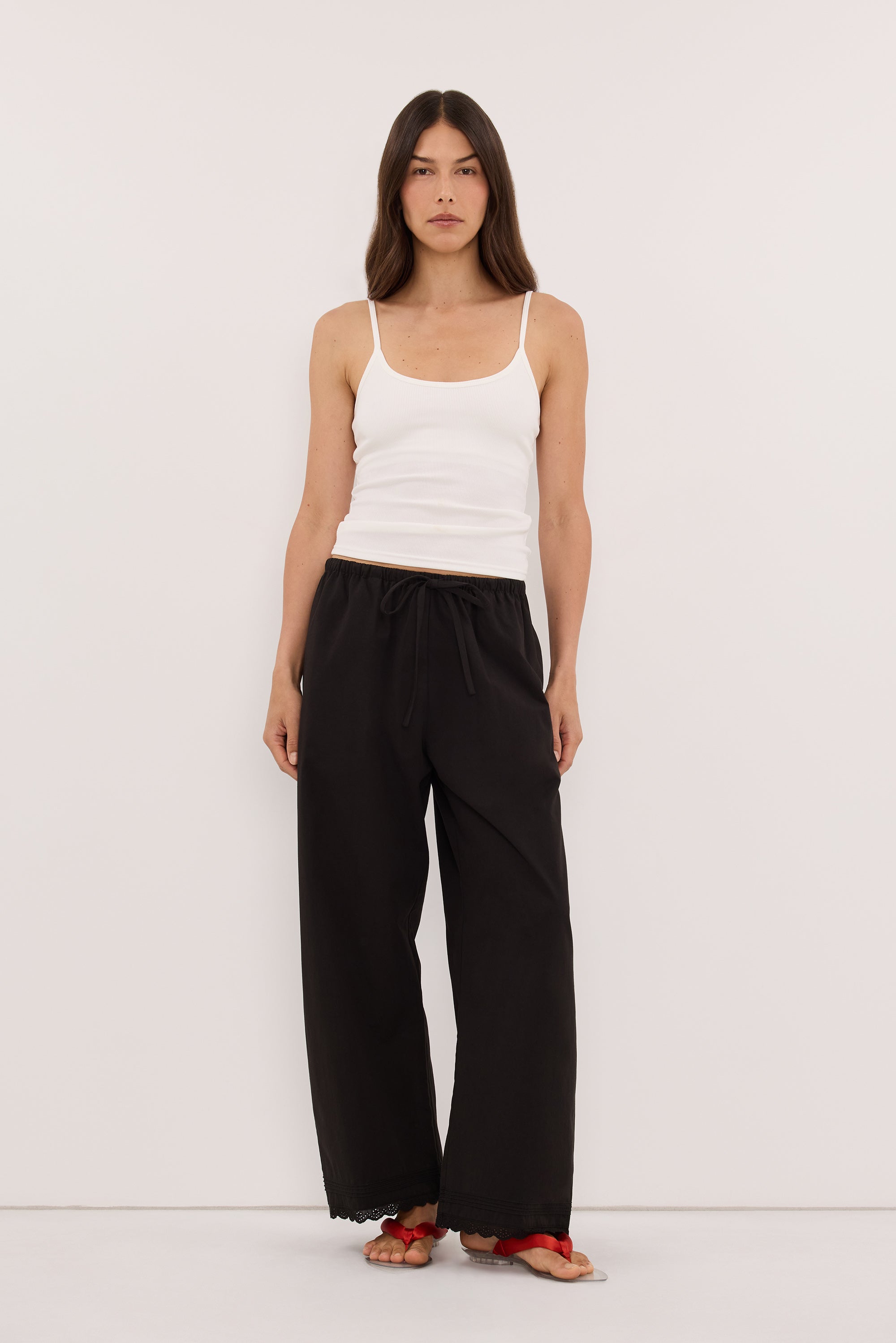 ARLETTE BLACK COTTON BARREL PANT