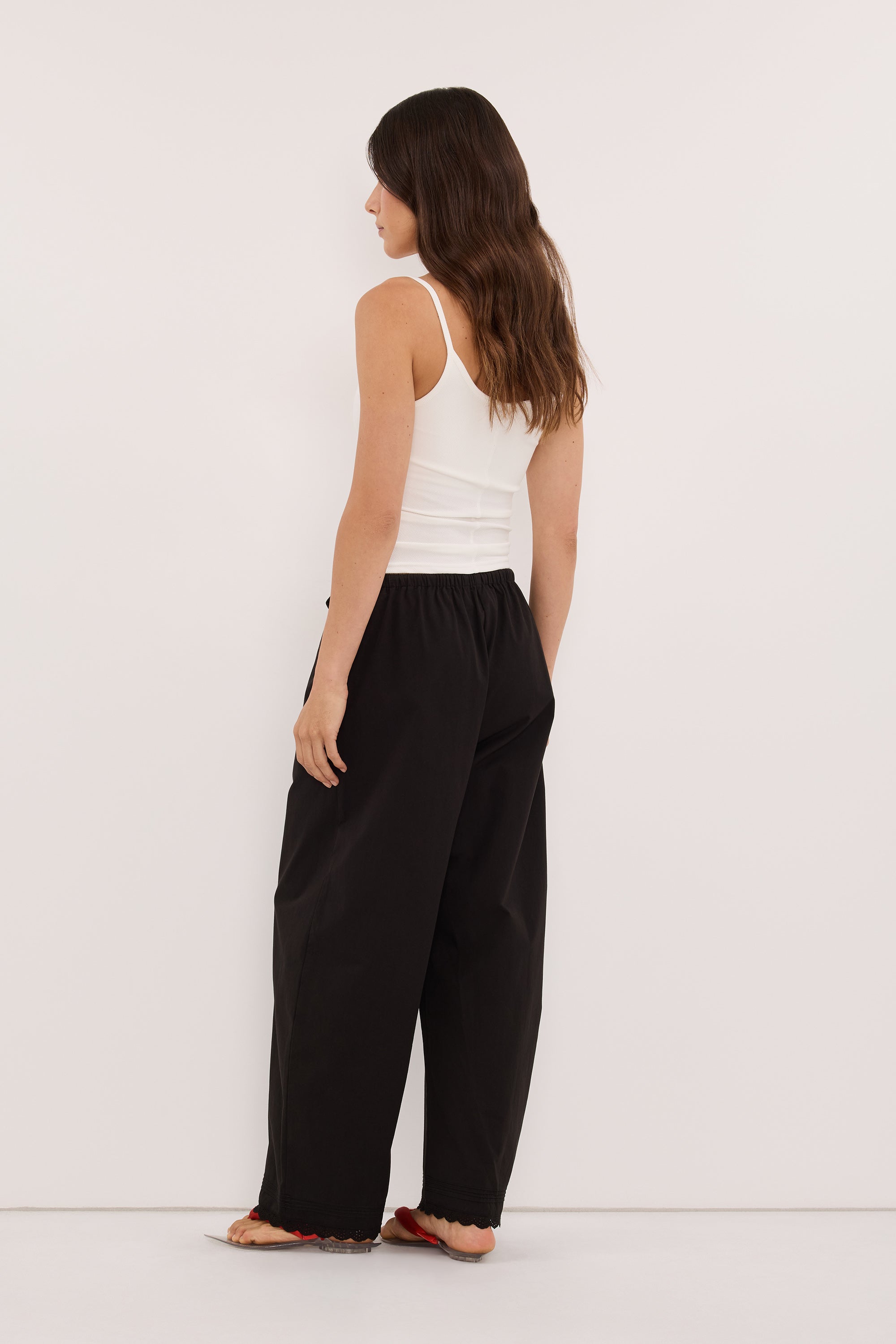 ARLETTE BLACK COTTON BARREL PANT