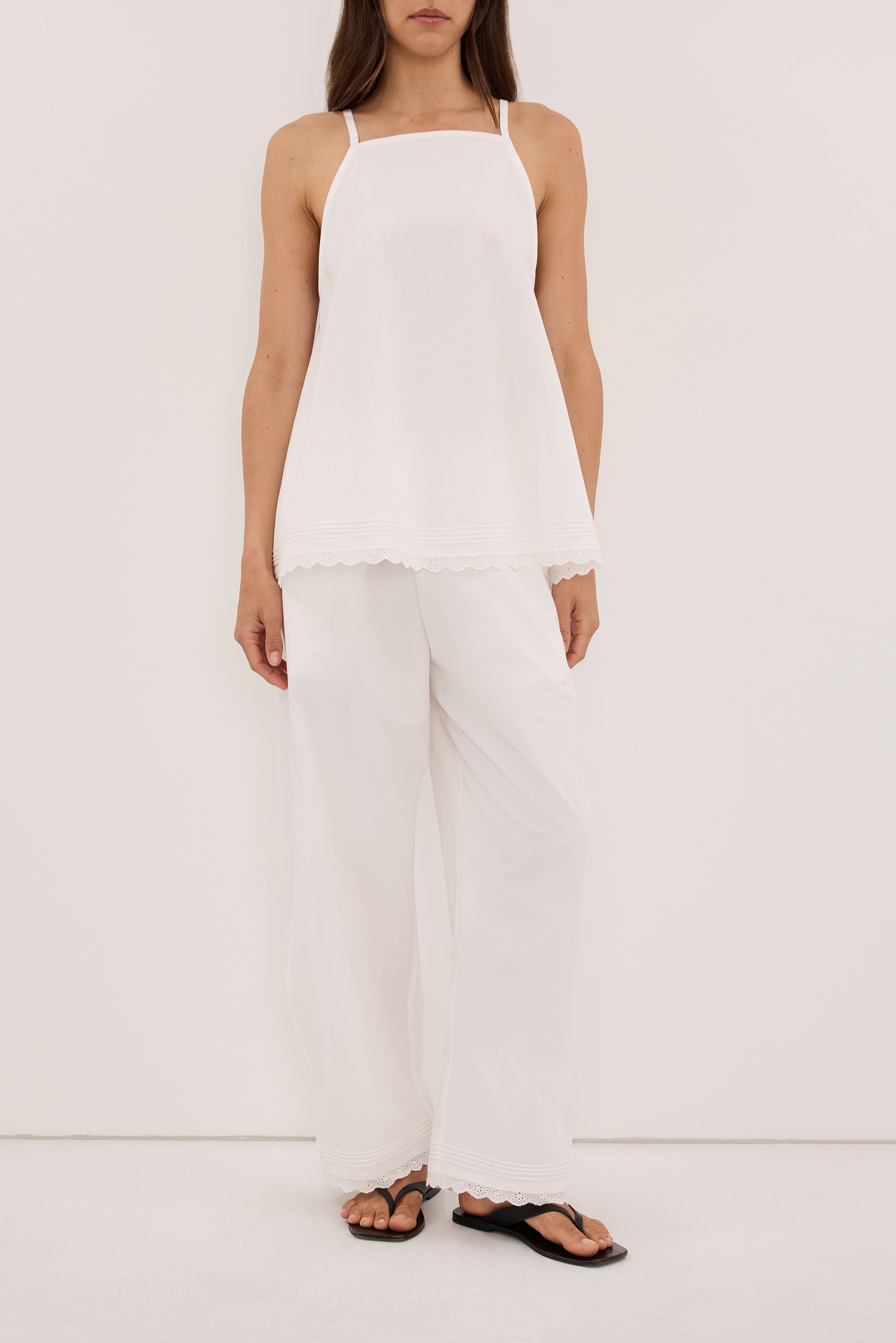 ARLETTE WHITE COTTON BARREL PANT
