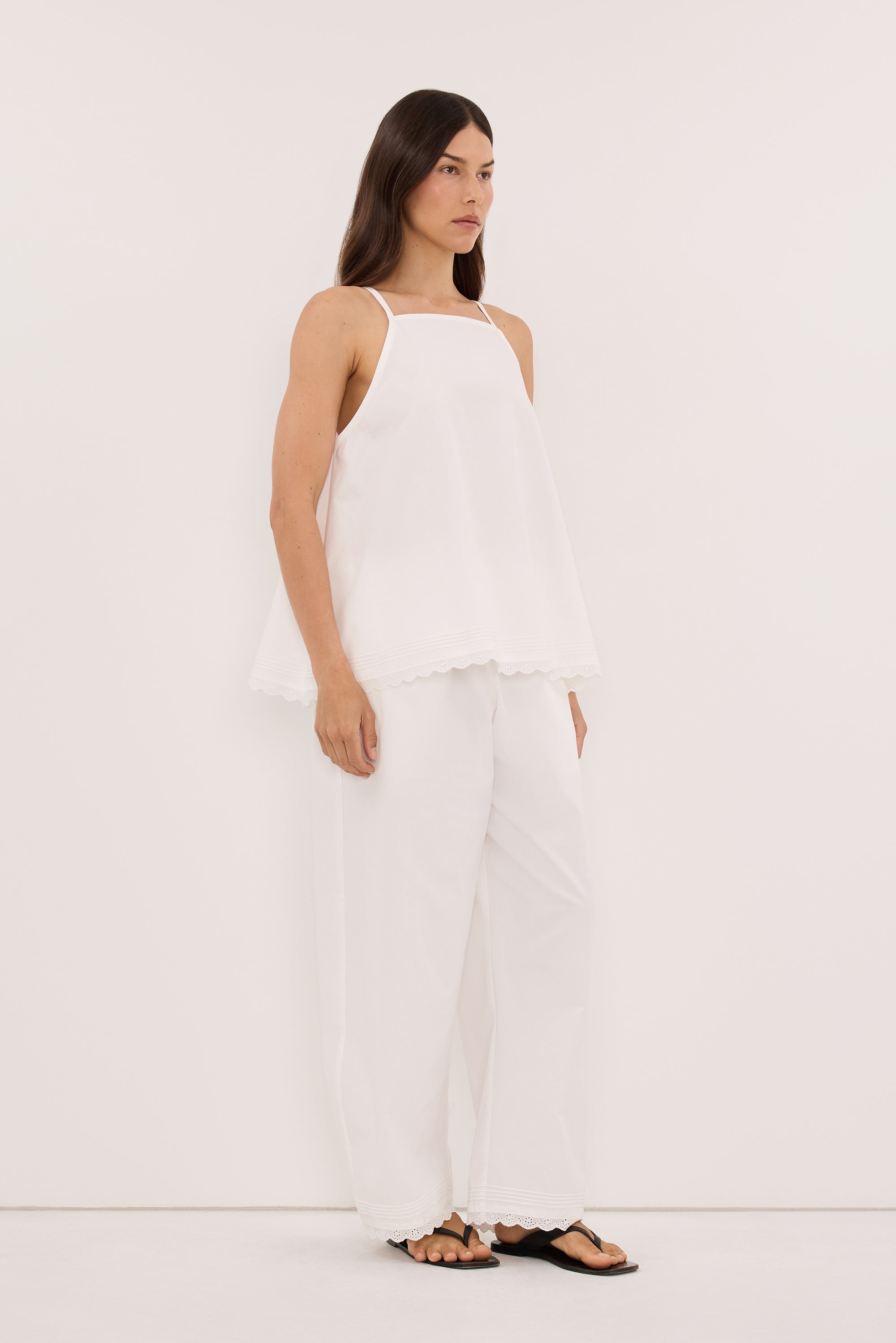 ARLETTE WHITE COTTON BARREL PANT