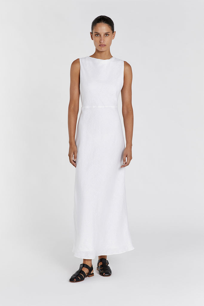 HARMONY WHITE LINEN MAXI DRESS | Dissh