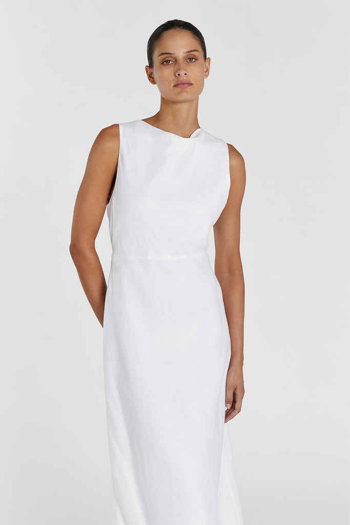 HARMONY WHITE LINEN MAXI DRESS | Dissh