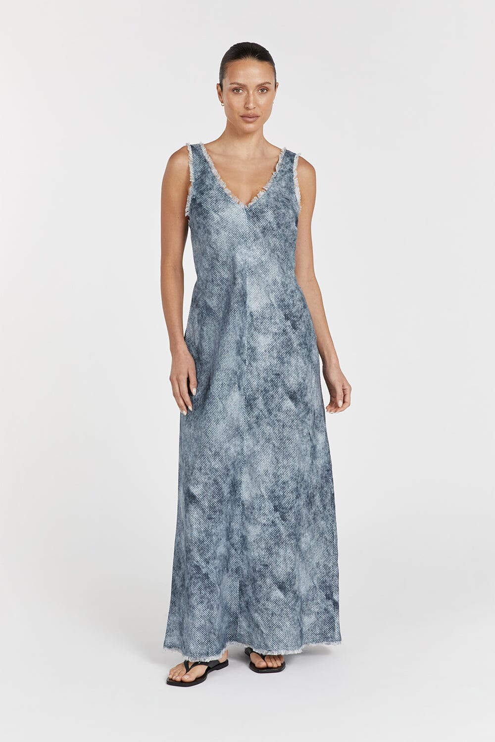 LEON LINEN V NECK SLIP DRESS Clothing DISSH Boutiques 