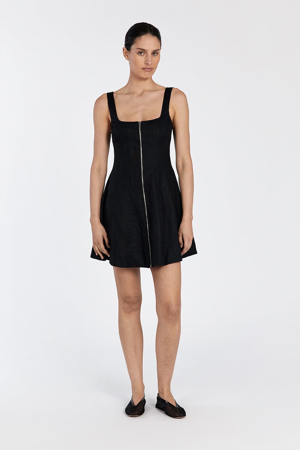 HARRIET BLACK LINEN MINI DRESS Clothing DISSH Boutiques 