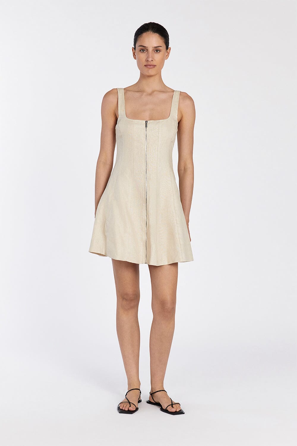 HARRIET SAND LINEN MINI DRESS Clothing DISSH Boutiques 6 SAND 