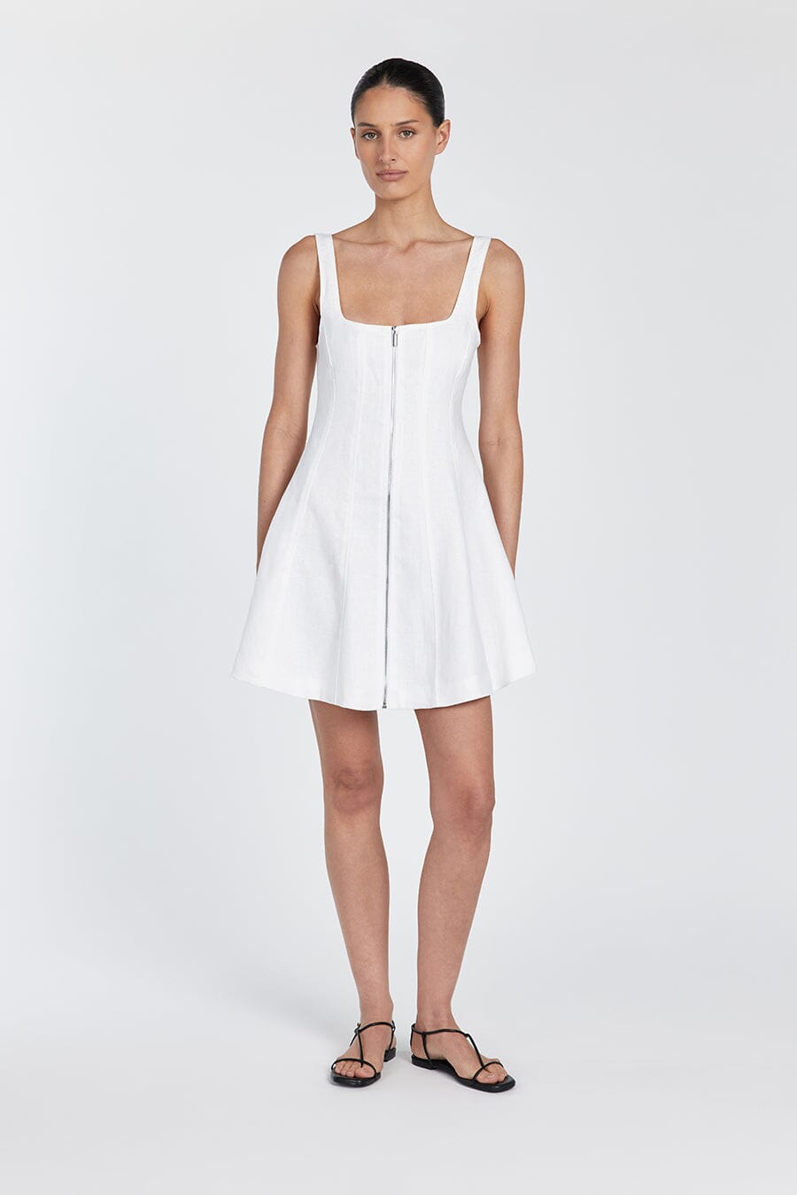 HARRIET WHITE LINEN MINI DRESS Clothing DISSH Boutiques 