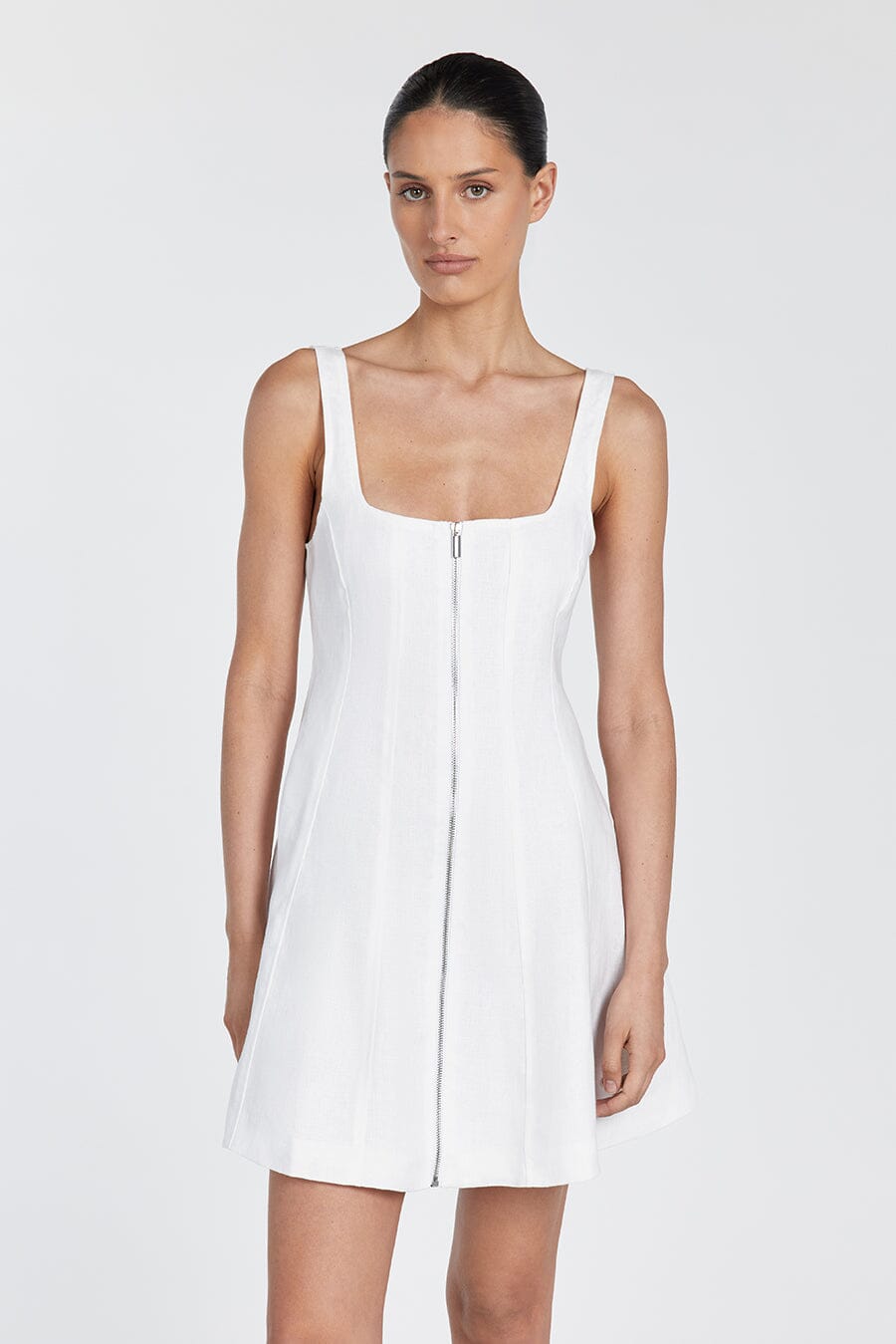 HARRIET WHITE LINEN MINI DRESS Clothing DISSH Boutiques 