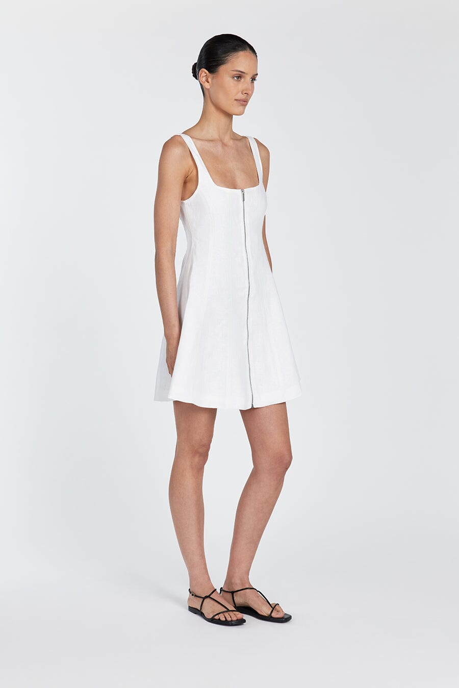 HARRIET WHITE LINEN MINI DRESS Clothing DISSH Boutiques 