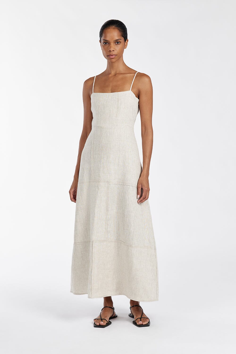 CATIE NATURAL PATCHWORK MIDI DRESS Clothing DISSH Boutiques 