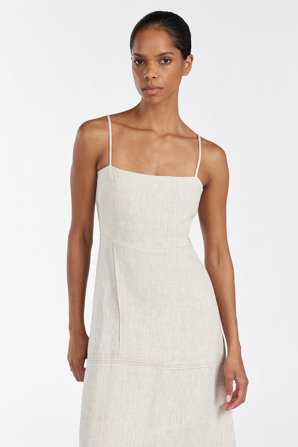 CATIE NATURAL PATCHWORK MIDI DRESS Clothing DISSH Boutiques 