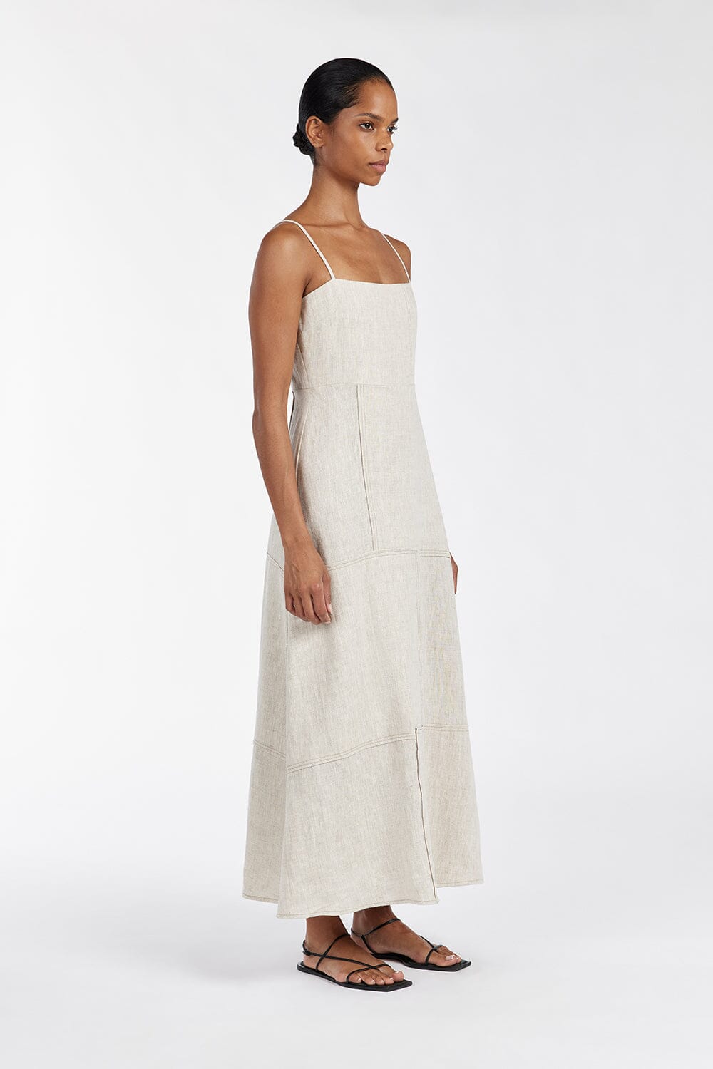 CATIE NATURAL PATCHWORK MIDI DRESS Clothing DISSH Boutiques 