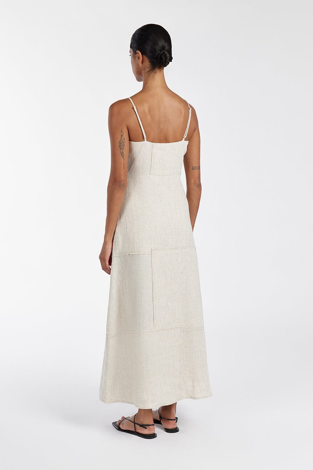 CATIE NATURAL PATCHWORK MIDI DRESS Clothing DISSH Boutiques 