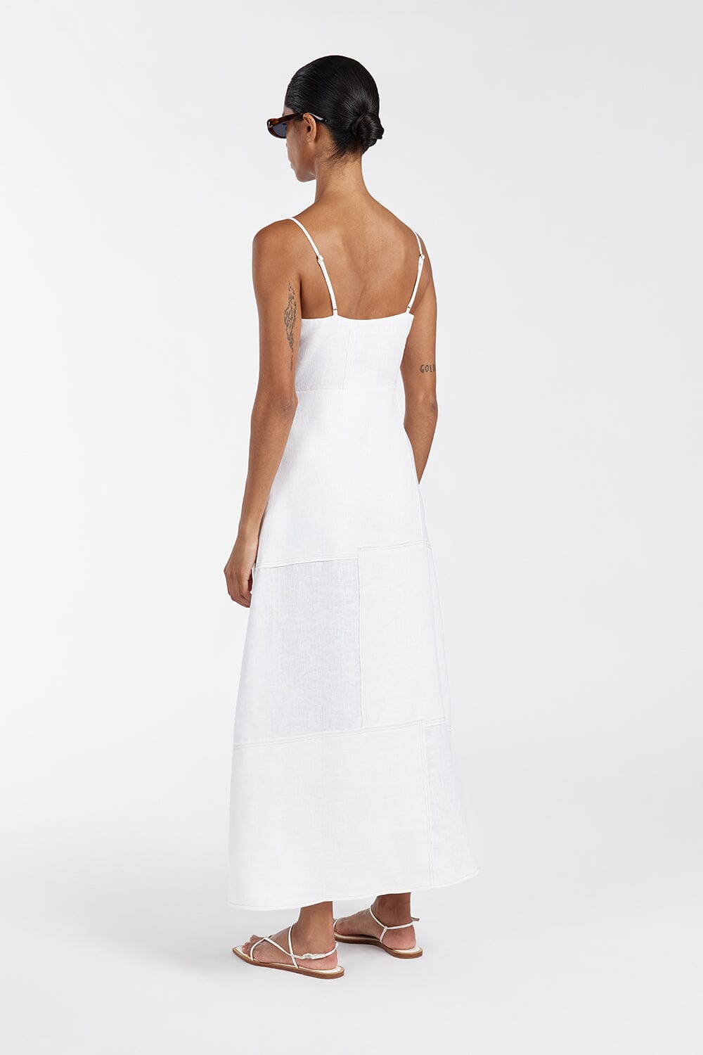 CATIE WHITE PATCHWORK MIDI DRESS Clothing DISSH Boutiques 
